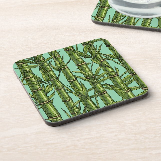 Dessous-de-verre Forêt de bambou sur bleu clair (Côté gauche)