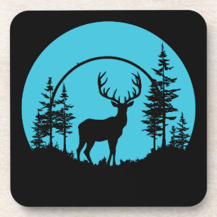 Dessous-de-verre Forêt de cerfs Nature Extérieur Silhouette fauniqu