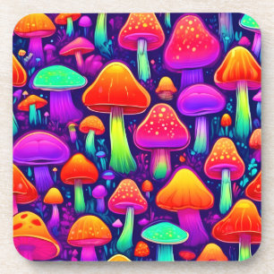 Dessous-de-verre Forêt de champignons à lueur de néon