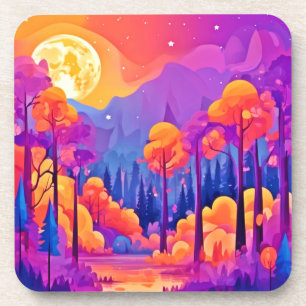 Dessous-de-verre Forêt Lune Vibrante
