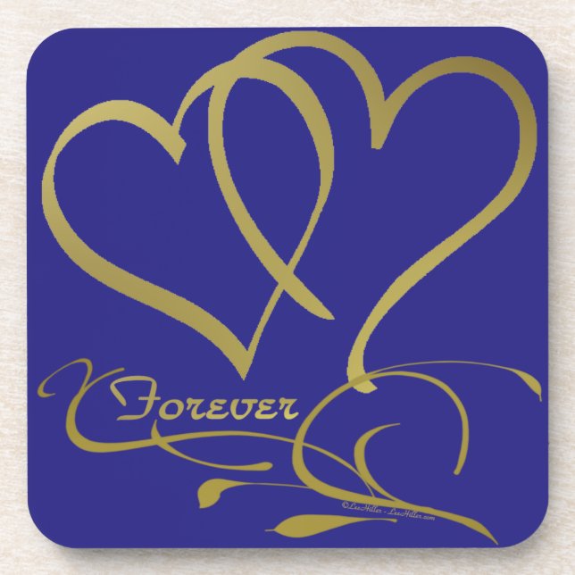 Dessous-de-verre Forever Hearts Gold éditable couleurs arrière - pl (Devant)