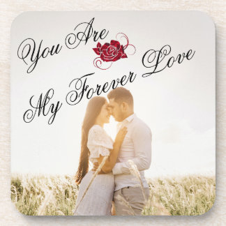 Dessous-de-verre Forever Love Red Rose Elegant Photo Plastique dur