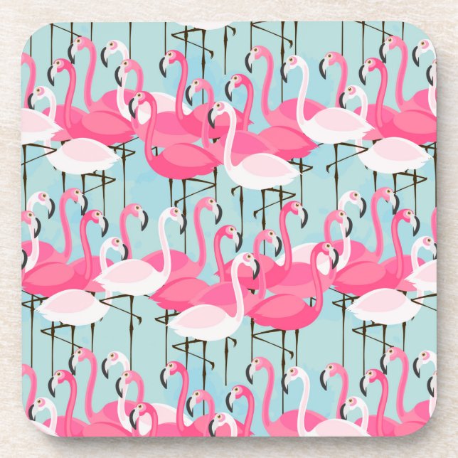 Dessous-de-verre Foule rose et blanche des Flamants roses (Devant)