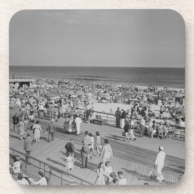 Dessous-de-verre Foule sur la plage (Devant)