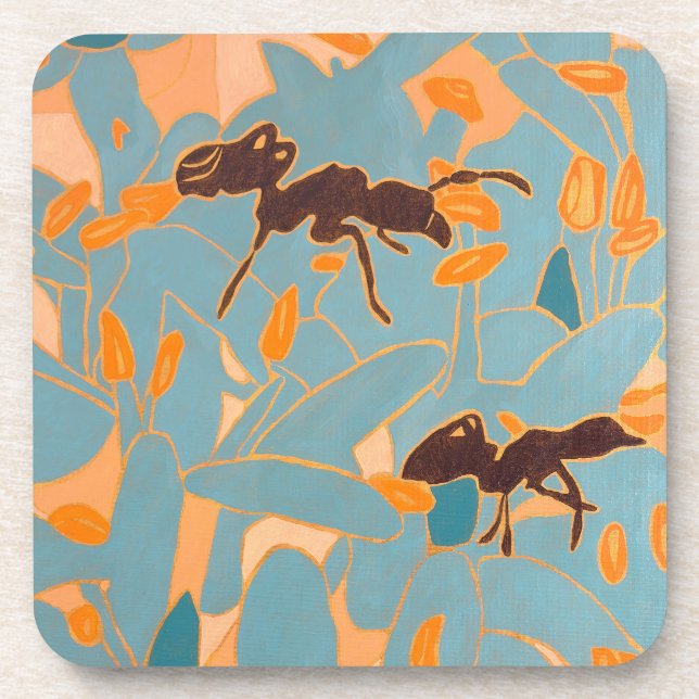 Dessous-de-verre Fourmis avec fleurs bleues Flore australienne (Devant)