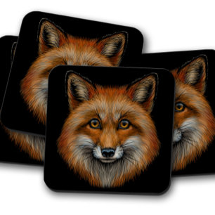 Dessous-de-verre Fox Wildlife Animal Portrait   Ensemble de Dessous