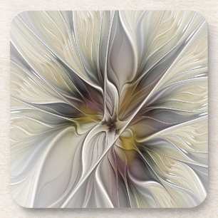 Dessous-de-verre Fractal floral, fleur de fantaisie aux couleurs de