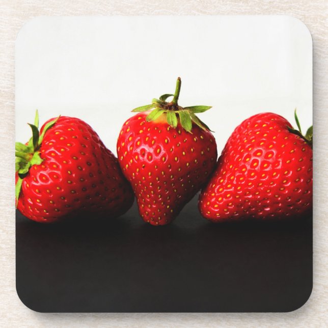 Dessous-de-verre Fraises sur blanc sur noir côtercn Beverag (Devant)