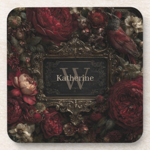 Dessous-de-verre Frame victorien gothique aux roses rouges foncées