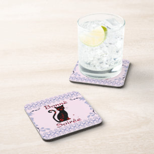 Dessous-de-verre Français : Bonne Soiree Beverage Coaster
