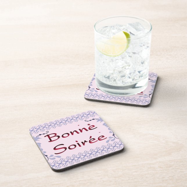 Dessous-de-verre Français : Bonne Soiree Beverage Coaster (Côté Droit)