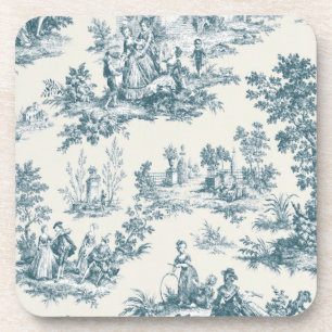 Dessous-de-verre Français toile de jouy sage vert élégant