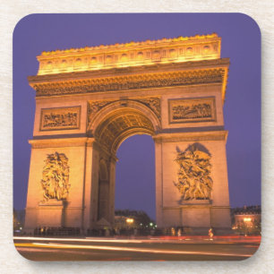 Dessous-de-verre France, Paris, Arc de Triomphe au crépuscule.