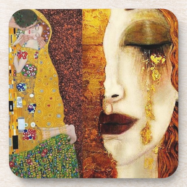 Dessous-de-verre freyas-larmes-le-baiser-portraits-par-gustav-klimt (Devant)
