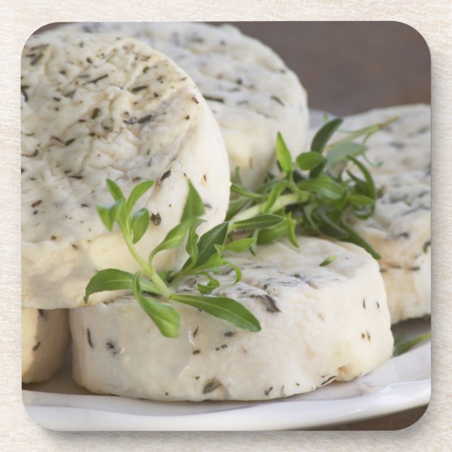 Dessous-de-verre Fromage de chèvre français - chèvre - avec des her (Devant)