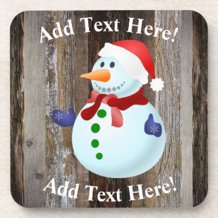 Dessous-de-verre Frosté Le Snowman Bois Vintage Bois rustique