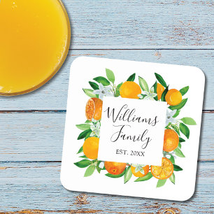 Dessous-de-verre Fruits et fleurs orange élégants Floral d'été