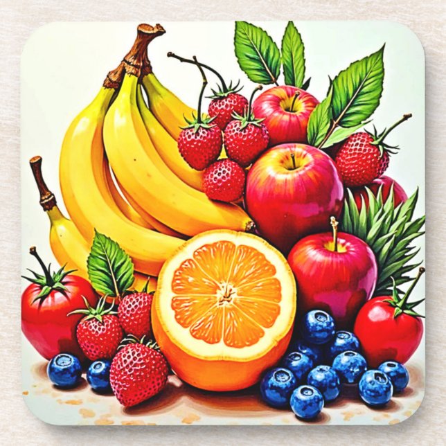 Dessous-de-verre Fruits frais vibreux, délice design (Devant)