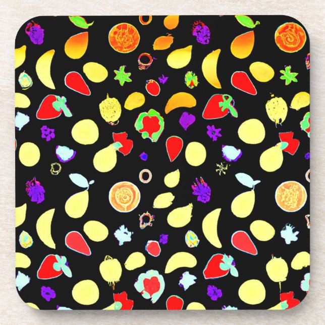 Dessous-de-verre Fruits tropiques néons éclatés (Devant)