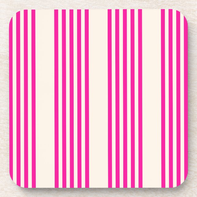 Dessous-de-verre Fuchsia and beige five stripes pattern (Devant)
