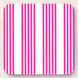 Dessous-de-verre Fuchsia et blanc cinq bandes motif