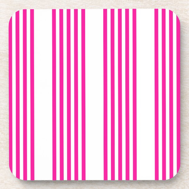 Dessous-de-verre Fuchsia et blanc cinq bandes motif (Devant)