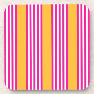 Dessous-de-verre Fuchsia et jaune cinq bandes motif