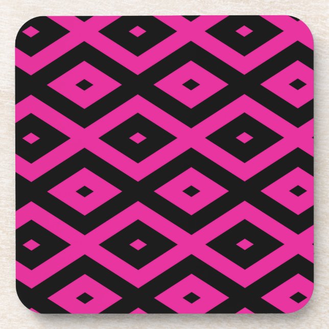 Dessous-de-verre Fuchsia et motif de diamants noirs (Devant)