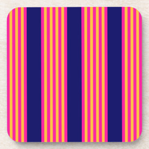 Dessous-de-verre Fuchsia et rayures jaunes avec bleu marine