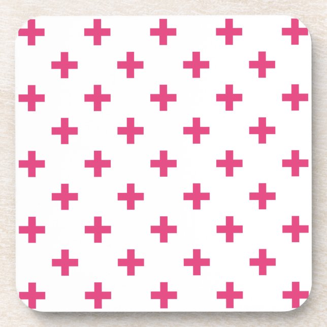 Dessous-de-verre Fuchsia polka croise sur blanc (Devant)