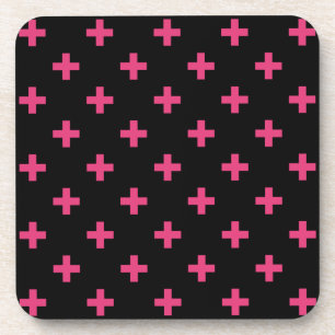Dessous-de-verre Fuchsia polka croise sur noir