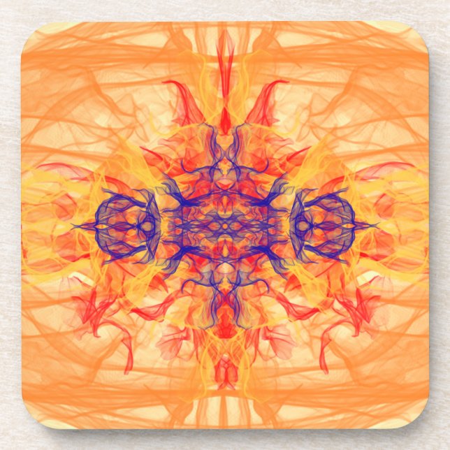 Dessous-de-verre FUMÉE D'ORANGE - Art Fractal - Coaster de boisson (Devant)