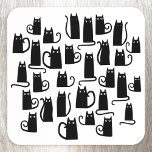 Dessous-de-verre Fun Chat Noir<br><div class="desc">Des petits chats noirs amusants pour les amoureux des animaux partout. Art original de Nic Squirrell.</div>
