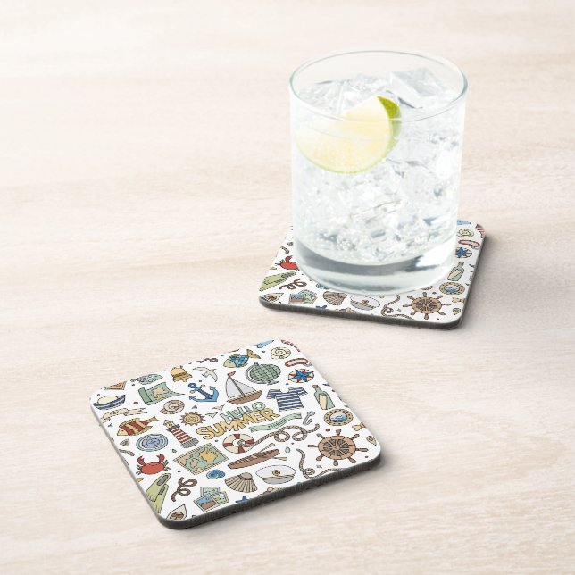 Dessous-de-verre Fun Coastal Beach Illustrations  (Côté Droit)