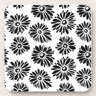 Dessous-de-verre Funky Black et blanc floral