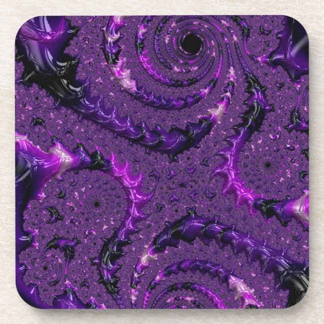 Dessous-de-verre Funky Bold Boho Purple Digital Abstrait Fractal (Devant)