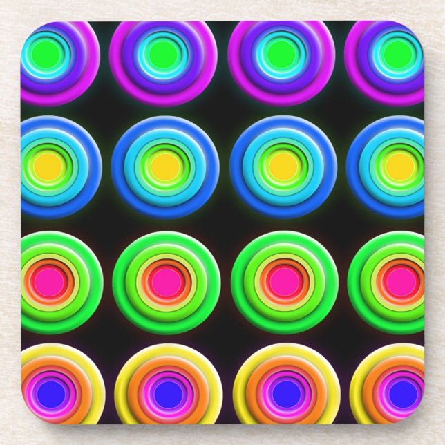 Dessous-de-verre Funky Colorful 3D Circles (Devant)