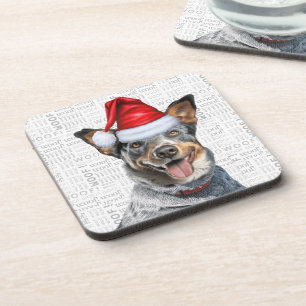 Dessous-de-verre Funny Blue Heeler Chien Woof Word Art Holiday