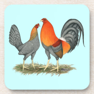 Dessous-de-verre Gamefowl rouge bleu