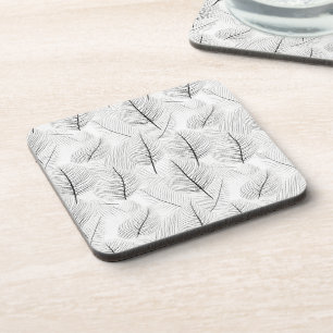 Dessous-de-verre Gamme minimaliste de feuilles noires et blanches