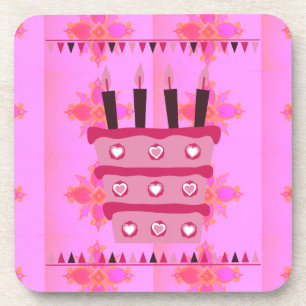 Dessous-de-verre Gâteau d'anniversaire floral pour elle / Filles Ar