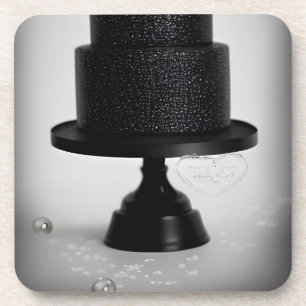 Dessous-de-verre Gâteau de mariage vintage noir & Support