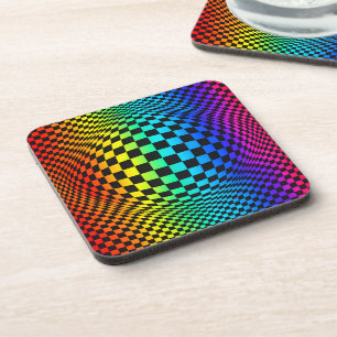 Dessous-de-verre Gauchissement en damier arc-en-ciel