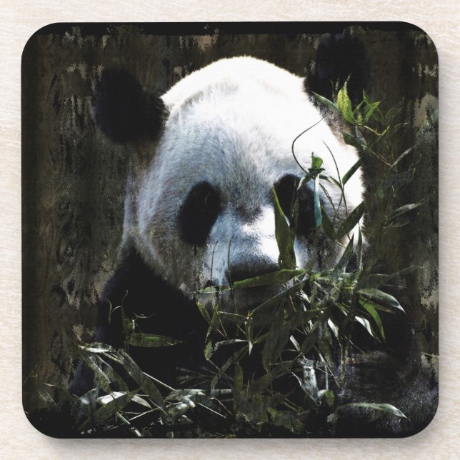 Dessous-de-verre Géant Panda Mignon avec des feuilles de bambou sav (Devant)