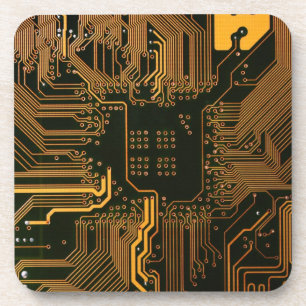 Dessous-de-verre Geek Sortie carte circuit électronique orange PCB