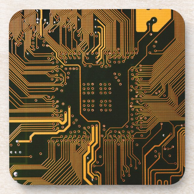 Dessous-de-verre Geek Sortie carte circuit électronique orange PCB  (Devant)