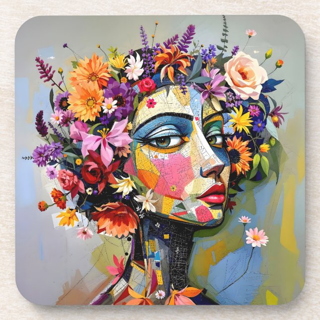 Dessous-de-verre "Géométrie florale" - Portrait botanique (Devant)