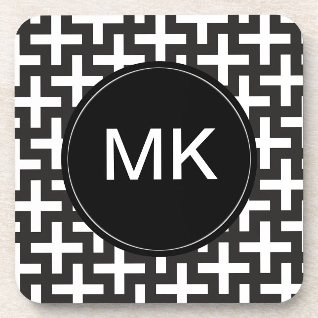 Dessous-de-verre Géométrie noir et blanc (Devant)