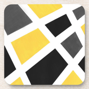Dessous-de-verre Géométrique gris-blanc jaune