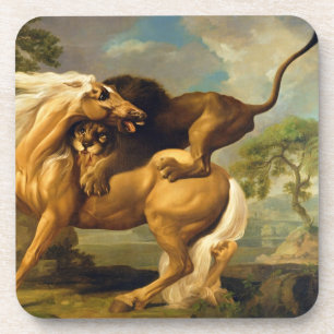 Dessous-de-verre George Stubbs   un lion attaquant un cheval,